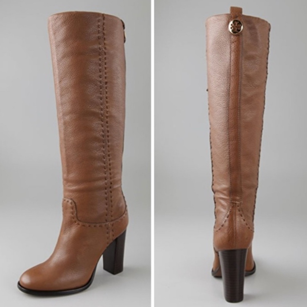 Tory Burch Wyatt Stovepipe Boot size 9.5 M brown tall riding boots